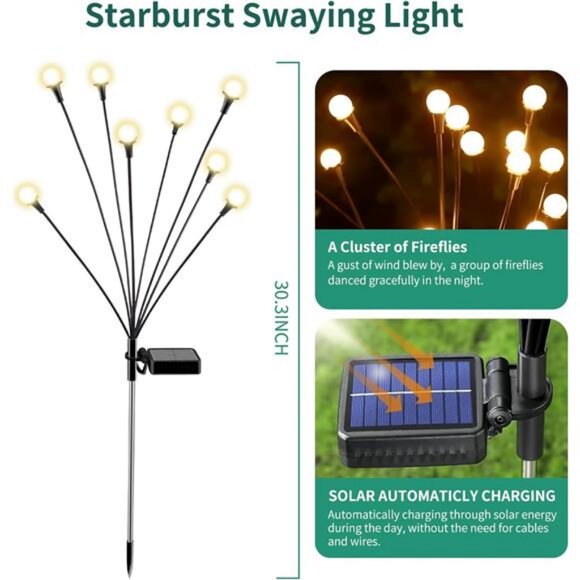 Solar Lights Outdoor Waterproof, 10 Packs 80LED, Solar Garden, Patio, Garden - Picture 2 of 7